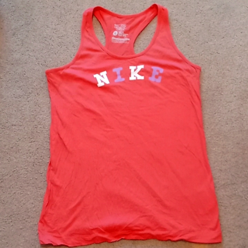 Nike deep coral tank top with racer back. Women's large